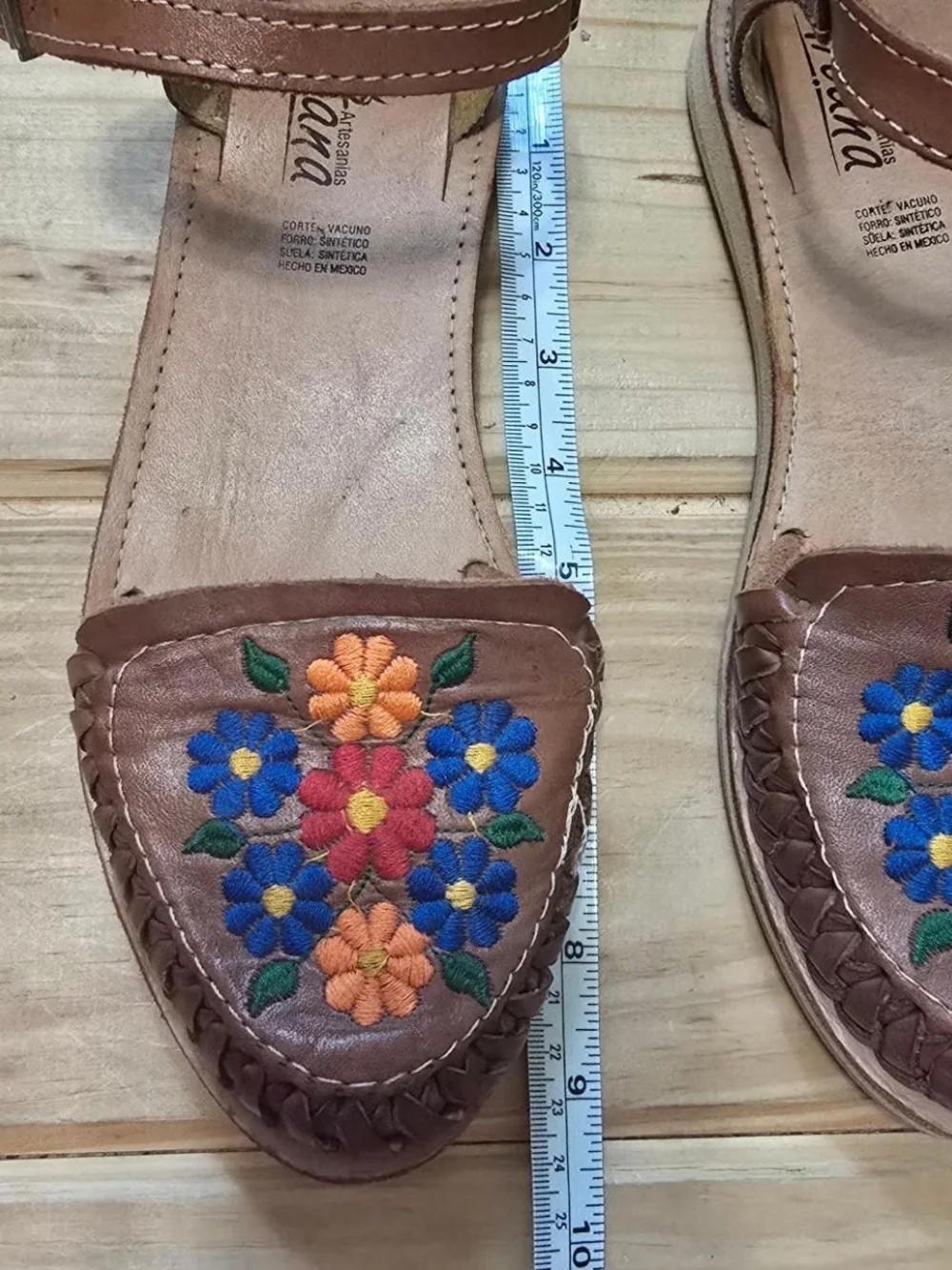 Handcrafted Brown Leather Espadrilles with Floral Embroidery